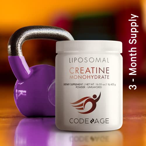 Codeage Liposomal Creatine Monohydrate Powder Supplement, Pure Creatine 5000mg 3-Month Supply, Unflavored Creatine, Micronized Creatine Powder, Creatinine Sports Muscles, Keto-Friendly - 90 Servings