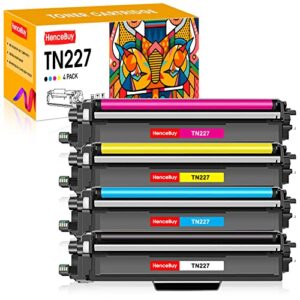 hencebuy compatible tn227 toner cartridge replacement for brother tn-227 tn223 use with brother hl-l3210cw hl-l3270cdw hl-l3290cdw mfc-l3750cdw mfc-l3710cw printer (4 pack, black/cyan/yellow/magenta)