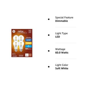 GE 51531 Relax LED A19 Crystal Clear 60 watt Equivalent Dimmable LED Light Bulb