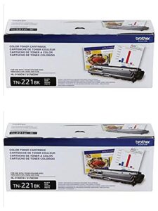 brother genuine tn221bk color laser black toner cartridge 2-pack