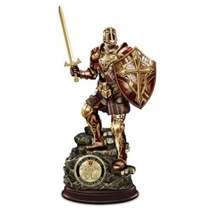 the bradford exchange armor of god cold-cast bronze sculpture with two-sided 24k gold-plated challenge coin