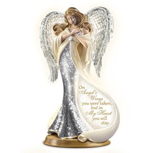 the bradford exchange bereavement heirloom porcelain mosaic angel sculpture with 22k gold lights up