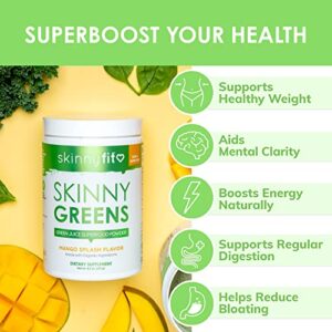 SkinnyFit Mango Splash Skinny Greens, Green Juice Superfood Powder, Natural Energy & Focus, Reduce Bloating, Helps Reduce Inflammation, Spirulina, Chlorella, 30 Servings