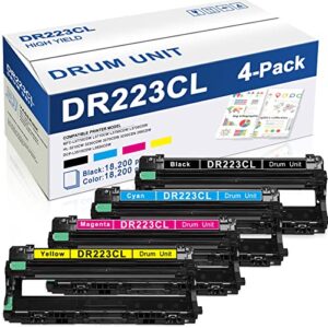 dr223cl drum unit set(4, pack 1black 1cyan 1magenta 1yellow) vaenk compatible replacement for brother dr223cl drum mfc-l3770cdw mfc-l3750cdw hl-3210cw hl-3230cdw hl-3270cdw hl-3290cdw printer