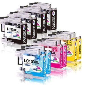 kingway compatible ink cartridge replacement for lc-103xl lc103xl lc101 101xl for brother mfc j870dw j450dw j470dw j650dw j4410dw j4510dw j4710dw j6720dw (10pack, 4bk, 2y, 2m, 2c)