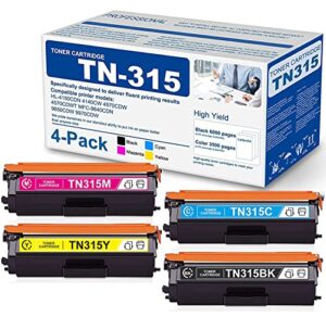 4 pack (1bk+1c+1m+1y) tn-315 tn315 compatible tn315bk tn315c tn315m tn315y toner cartridge replacement for hl-4150cdn 4140cw mfc-9640cdn 9650cdw printer ink cartridge