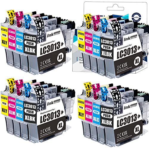 LCL Compatible Ink Cartridge Replacement for Brother LC3011 LC-3011 LC3013 LC-3013 LC3013BK LC30133PKS LC-3013BK LC3013C LC3013M LC3013Y High Yield MFC-J491DW (16-Pack 4K 4C 4M 4Y)