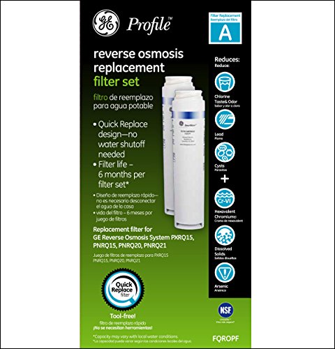 GE Profile FQROPF Under Sink Water Filter, Filters for Reverse Osmosis System, Reduces Sediment, Rust & Other Impurities from Water, Replace Every 6 Months for Best Results, Pack of 2 Membranes