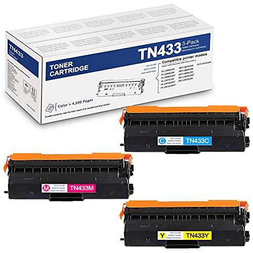 Van Enterprises 3 Pack Color TN433 TN433C TN433M TN433Y (1C+1M+1Y) Compatible Toner Cartridge Replacement for Brother HL-L8260CDW L8360CDW L9310CDWTT DCP-L8410CDW MFC-L8610CDW Printer Ink Cartridge