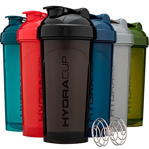 Hydra Cup | 6 Pack | Shaker Bottles for Protein Mixes with Wire Whisk & Mixing Grid, 28 oz, BPA Free Shaker Cup Blender Set, Pre Workout, Ball, Powder