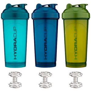 Hydra Cup | 6 Pack | Shaker Bottles for Protein Mixes with Wire Whisk & Mixing Grid, 28 oz, BPA Free Shaker Cup Blender Set, Pre Workout, Ball, Powder