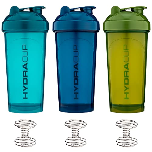 Hydra Cup | 6 Pack | Shaker Bottles for Protein Mixes with Wire Whisk & Mixing Grid, 28 oz, BPA Free Shaker Cup Blender Set, Pre Workout, Ball, Powder