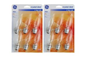ge lighting crystal clear, decorative bent tip light bulb, 40 watt (350 lumens) 12 count