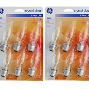 GE Lighting Crystal Clear, Decorative Bent Tip Light Bulb, 40 Watt (350 Lumens) 12 Count