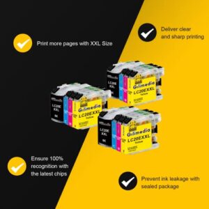 Compatible LC20E Ink Cartridge Replacement for Brother LC20E XXL LC20EXXL Work with Brother MFC-J985DW MFC-J5920DW MFC-J775DW MFC-J985DW XL MFC-J775DW XL Printer (3BK/3C/3M/3Y) 12-Pack