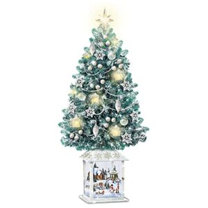 the bradford exchange thomas kinkade festival of lights illuminated tabletop christmas tree featuring snow-tipped branches, pearlescent garland & lighted lantern ornaments