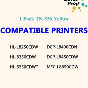 (1-Pack, Yellow) ColorPrint Compatible TN336 Yellow Toner Cartridge Replacement for Brother TN336 TN-336 TN-336Y TN336Y Work with MFC-L8850CDW HL-L8350CDW HL-L8350CDWT MFC-L8600CDW HL-L8250CDN Printer