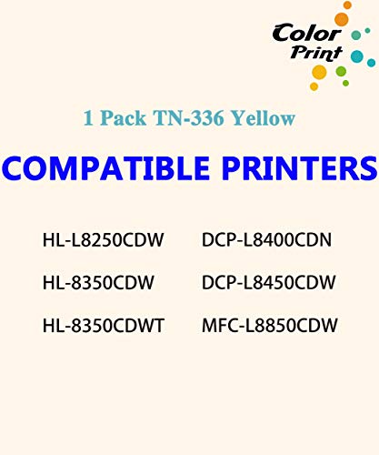 (1-Pack, Yellow) ColorPrint Compatible TN336 Yellow Toner Cartridge Replacement for Brother TN336 TN-336 TN-336Y TN336Y Work with MFC-L8850CDW HL-L8350CDW HL-L8350CDWT MFC-L8600CDW HL-L8250CDN Printer