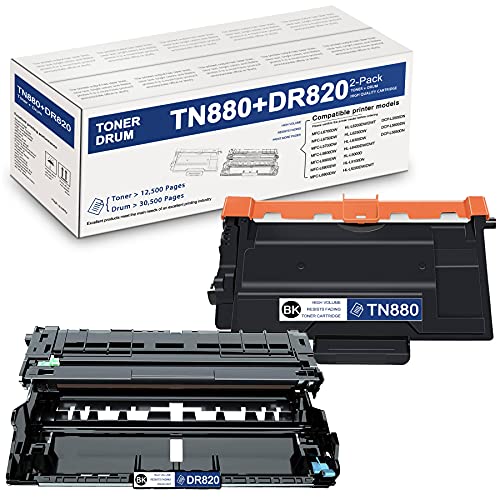 Van Enterprises High Yield 1 Pack Black TN880 TN-880 Toner & DR820 DR-820 Drum Compatible Replacement for Brother DCP-L5500DN DCP-L5600DN DCP-L5650DN MFC-L6700DW MFC-L6750DW MFC-L5700DW Printer