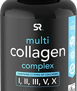 Sports Research Multi Collagen Pills (Type I, II, III, V, X) Hydrolyzed Collagen Peptides with Hyaluronic Acid + Vitamin C | Non-GMO Verified & Gluten Free - 90 Capsules