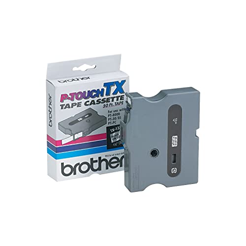 Brother TX1311 TX Labeling Tape for PT-8000, PT-PC, PT-30/35, 1/2-Inch w, Black on Clear