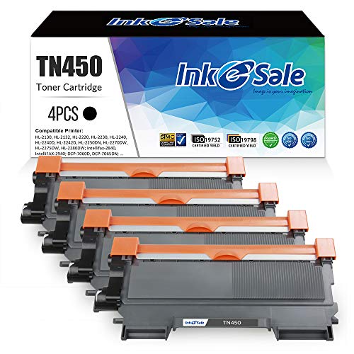 Ink E-Sale Compatible High Yield Brother TN420 TN450 Toner Cartridge Black for Brother HL-2240 HL-2240D HL-2270DW HL-2280DW MFC-7360N MFC-7860DW HL-2220 MFC-7240 IntelliFax 2840 2940 Printer (4-Pack)