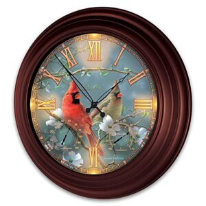 the bradford exchange nature’s masterpiece cardinal-themed outdoor illuminated atomic wall clock