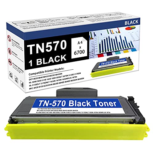 1 Pack Compatible TN-570 Toner Cartridge Replacement for  Brother TN570 DCP-8020 8045D 8045DN HL-5040 5140 1650 5170DNLT 1670N 1650NPLUS 1870n MFC-8420 8440 8820D 8840DN Printer,Sold by HOBBYUNION