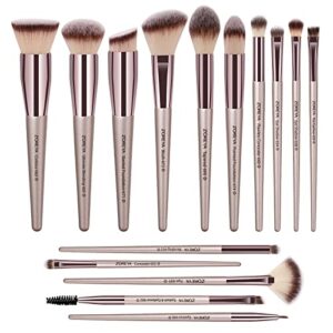 raffaello makeup brushes, 15 pcs professional premium synthetic brush set, foundation concealer eyeshadow blush makeup brush set (champagne gold)