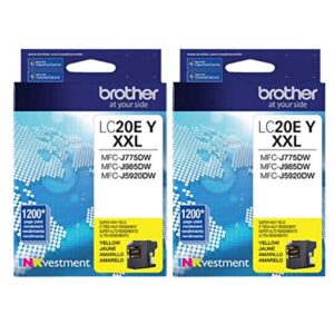 brother lc20ey super high yield yellow ink cartridge – 2 pack