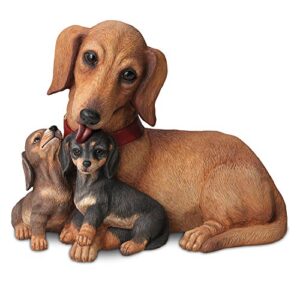 dachshund kisses mother and puppies masterpiece sculpture by the bradford exchange