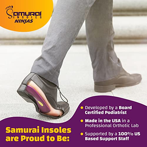 Samurai Insoles Ninjas Plantar Fasciitis Relief Arch Support Shoe Insoles, Women 8 to 8.5, Men 6 to 6.5, Purple