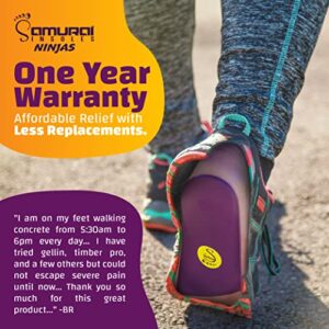 Samurai Insoles Ninjas Plantar Fasciitis Relief Arch Support Shoe Insoles, Women 8 to 8.5, Men 6 to 6.5, Purple