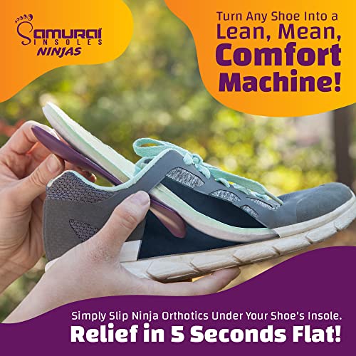 Samurai Insoles Ninjas Plantar Fasciitis Relief Arch Support Shoe Insoles, Women 8 to 8.5, Men 6 to 6.5, Purple