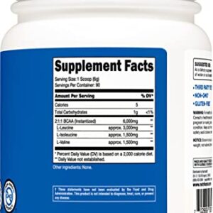 Nutricost BCAA Powder 2:1:1 (Unflavored, 90 Servings) - Branched Chain Amino Acids