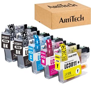 replacement for brother lc3011 lc-3011 bkcmy compatible ink cartridges works with brother mfc-j491dw mfc-j895dw mfc-j497dw mfc-j690dw printers, 5 pack lc3011 (2 black, 1 cyan, 1 magenta, 1 yellow)