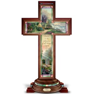 the bradford exchange hope cross: thomas kinkade illuminated stained glass-style hope cross