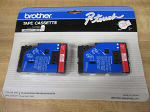 brother tc-21 red on white tape cartridges for p-touch labelers, .47″ x 25.2′ 2/pack