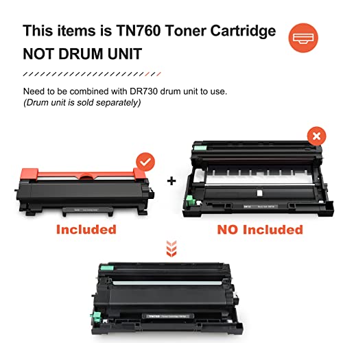 v4ink Compatible TN-760 Toner Cartridge Replacement for Brother TN760 TN730 TN770 Ink for HL-L2350DW HL-L2370DW HL-L2395DW MFC-L2690DW MFC-L2710DW MFC-L2717DW MFC-L2750DW DCP-L2550DW (1Pack)