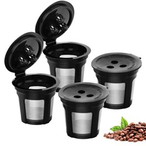 reusable coffee filter for ninja coffee maker, 4 pack refillable k cup coffee pods with bpa free and stainless steel mess material compatible with ninja cfp201 cfp301 cfp400 dual brew pro coffee maker