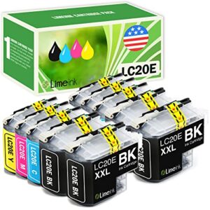 limeink compatible ink cartridges replacement for brother lc20e ink cartridges lc20e for brother printer ink mfc-j985dw j5920dw j775dw j985dwxl for brother lc20em ink cartridge (bk/c/m/y) 10 pack