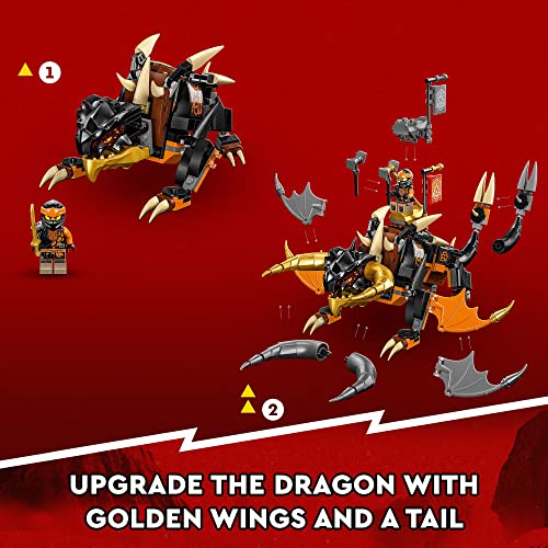 LEGO NINJAGO Cole’s Earth Dragon EVO 71782, Upgradable Action Toy Figure for Boys and Girls with Battle Scorpion Creature and 2 Minifigures, 2023 Playset