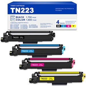 zjbj [4-pack, 1bk+1c+1m+1y] compatible tn223 toner cartridge replacement for brother mfc-l3770cdw 3710cw 3750cdw 3730cdw hl-3210cw 3270cdw 3230cdn 3290cdw dcp-l3510cdw printers printers – by jzjbhgs