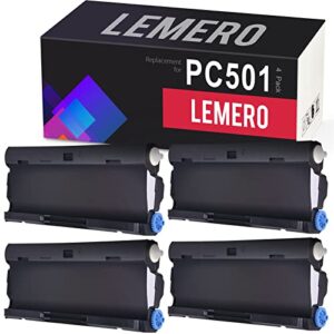 lemero pc501 compatible with brother pc-501 pc 501 ppf print fax cartridge for brother fax 575 fax-575 printers (4 pack)