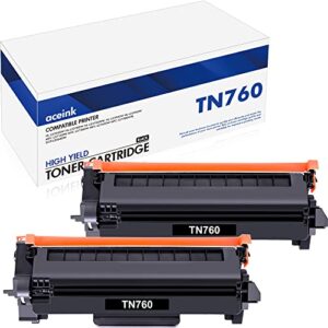 TN760 TN-760 High Yield Black: 2 Pack Compatible TN730 TN 760 Toner Cartridge Replacement for Brother MFC-L2710DW HL-L2395DW MFC-L2750DW HL-L2370DW HL-L2390DW DCP-L2550DW HL-L2350DW Printer