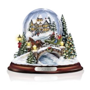 thomas kinkade jingle bells illuminated musical christmas snowglobe by the bradford exchange