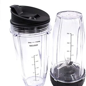 Replacement Blender Cup with Lid (2 Pack) 24 Oz Cups For Ninja Auto iQ BL480 BL482 BL642 NN102 BL682 BL450 BN751 BN801 Foodi SS351 SS401 Ninja Blender Auto iQ Blade