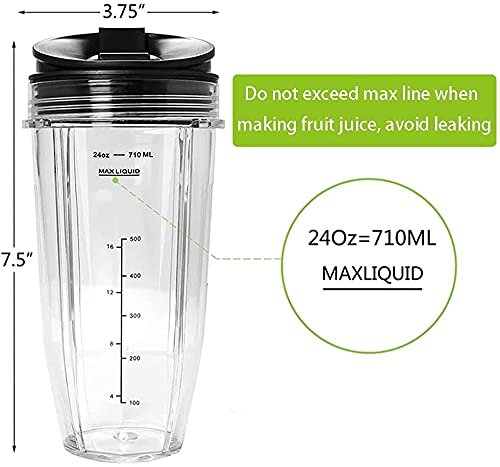 Replacement Blender Cup with Lid (2 Pack) 24 Oz Cups For Ninja Auto iQ BL480 BL482 BL642 NN102 BL682 BL450 BN751 BN801 Foodi SS351 SS401 Ninja Blender Auto iQ Blade