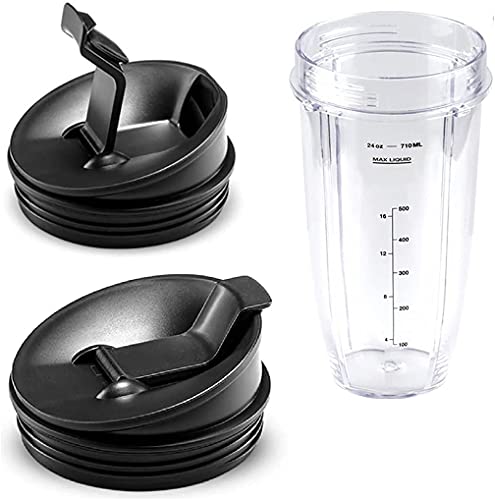 Replacement Blender Cup with Lid (2 Pack) 24 Oz Cups For Ninja Auto iQ BL480 BL482 BL642 NN102 BL682 BL450 BN751 BN801 Foodi SS351 SS401 Ninja Blender Auto iQ Blade