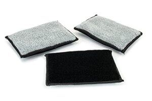 scrub ninja – interior scrubbing sponge (5”x3”) for leather, plastic, vinyl and upholstery cleaning (black/gray)